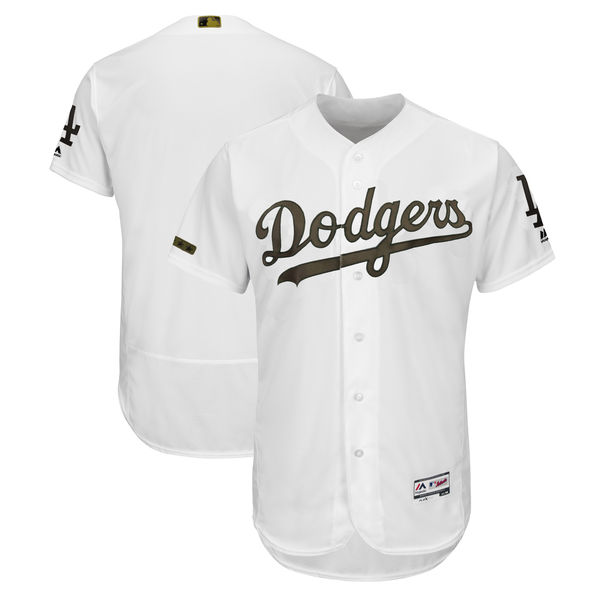 Men's Los Angeles Dodgers Blank White 2018 Memorial Day Flexbase Stitched MLB Jersey